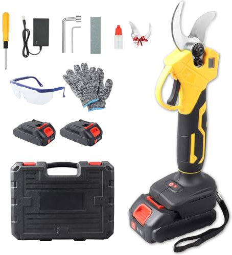 Tijeras Electricas Podar 35mm Tijeras de Podar Eléctricas con 2 Baterías de 21V, Tijeras de podar inalámbricas con Motor Brushless, Tijeras de podar para Árboles Frutales, Jardín