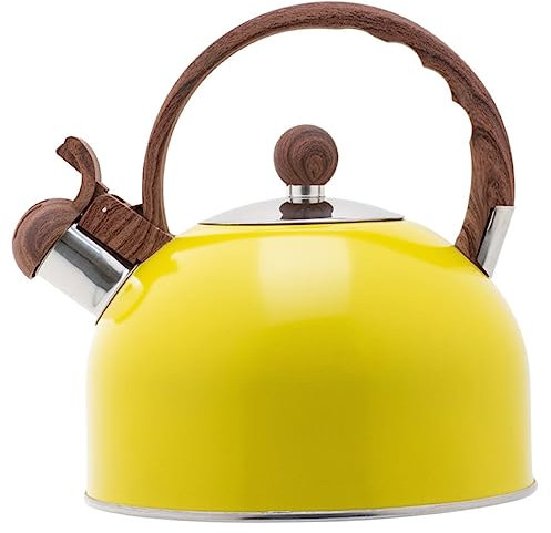 Didiseaon Bouilloire Sifflante Jaune à Poignée Ergonomique 2,5 l Pour Thé Et Vin Chaud