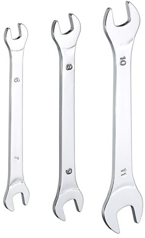 QUARKZMAN 3Pcs Clé à Fourche Double Extrémité Ouverte Clés Fines 6x7 / 8x9 / 10x11mm Métrique Clé Plate et Petite, Polie Miroir, pour Réparation Automobile et Assemblage de Meubles
