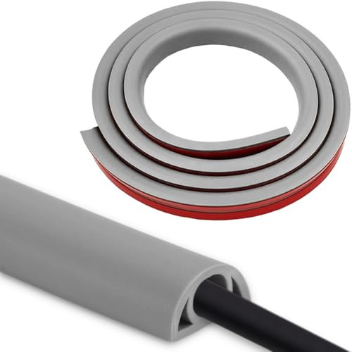 Kabelkanal Grau Selbstklebend Kabelschutz, 3 Meter x 20mm x 10,2mm | Flexibel, PVC Kabelabdeckung Boden, für zu Hause, Büro, Schule, Lagerraum