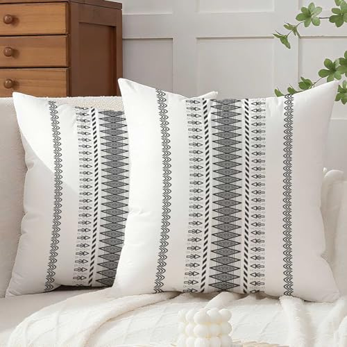 Avalune Fundas de Cojines 40x40 Gris Boho Decorativas Otoño Funda de Almohada Geometría Cuadradas de Terciopelo Súper Suave Moderna Cojin para Decoración del Hogar Sofá Dormitorio Juego de 2