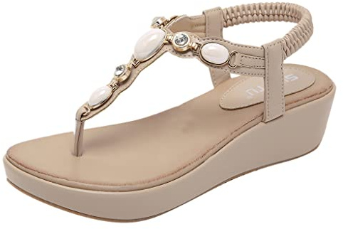 Générique Tongs Femme Talon Compensé Grandes Tailles Design Sandales Femme été Mode Mules Compensées Chaussons Bout Ouvert Plateforme Pantoufles Chaussures de Plage