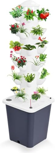 OZPPM 30 Pods Hydroponics Tower Garden Hydroponic Growing System Aeroponics Growing Kit,Hydroponic Growing System with Hydrating Pump,for Herbs, Fruits And Vegetab