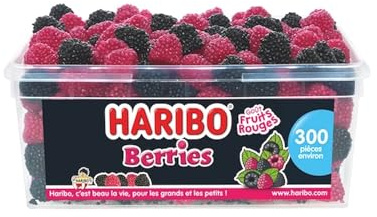 HARIBO - Berries - Bonbons Fruits Rouges - Sans Colorants Artificiels - Boîte De 300 Bonbons