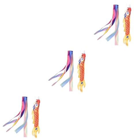 Toyvian 3 Sets Decorative Dragon Windsock Flag Outdoor Garden Ornament with Ribbons for Supply and Garden Hanging Decor for Festive Celebrations