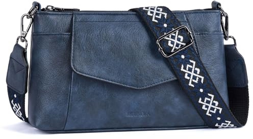 MUIIKOLA Damen Umhängetaschen,Handytasche mit Geldbörse zum Umhängen，Schultertasche aus Veganes Leder Handytasche mit abnehmbaren Breiter Gurt