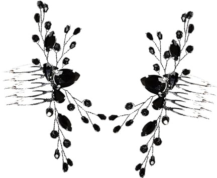 IMIKEYA 2 Stück Schwarze Vintage Haarkämme mit Strasssteinen Leichte Bruchsichere Braut Haarschmuck für Hochzeit Sichere Seitenkämme für Damen Dekorative Hochsteck Haarteile für Festliche