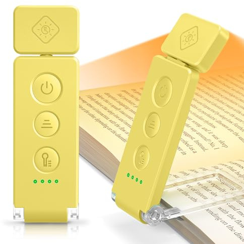 Glocusent 12 LED Rechargeable Book Light, Clip-on Reading Light with 5 Colors & 5 Brightness Levels, Up to 100Hrs Runtime, Eye-Caring Reading Lights for Books in Bed, Perfect for Book Lovers, Kids