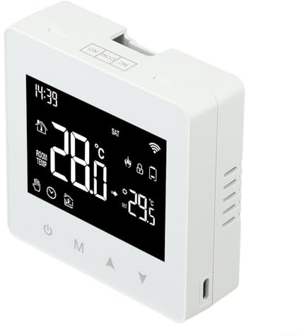 Lawnoval Thermostat de chaudière WiFi intelligent pour application Tuya, contrôle tactile à piles, contrôleur de température pour chauffage au gaz, antigel et sécurité enfant