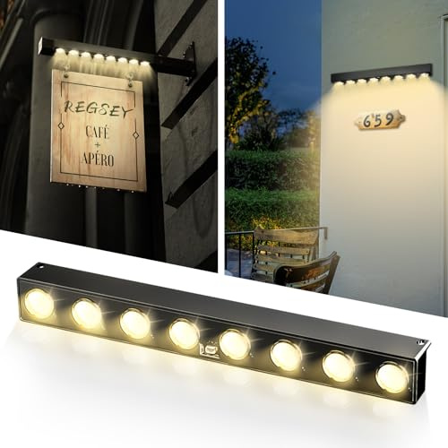 RaStatic 2 Pack Solar Sign Lights Outdoor,High Brightness Solar Fence Lights,Waterproof 4000K Warm, for Real Estate Signs, House Numbers, Address Plaques, Yard, Patio, Porch & Commercial Signs