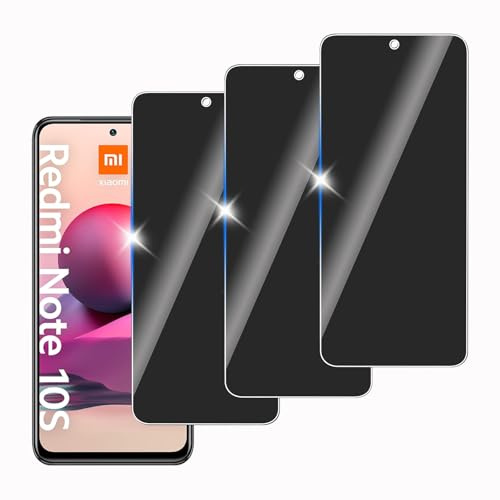 KELINAN 3 Piezas para Xiaomi Redmi Note 10S Tempered Privacy Glass Protector, 9H Hardness,Anti-Scratch,Privacy Screen Protector,Ultra Resistant,Anti-Fingerprint, Bubble-Free