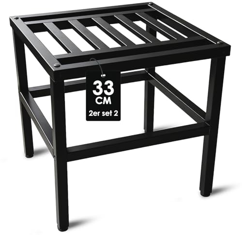 Hongsane Metall Pflanzenständer Outdoor,33cm Schwarz Schwerlast Blumenständer Blumenhocker für drinnen und draußen,Pflanzenhocker Rostfest Blumentopfständer Pflanzenregal für Große Blumentöpfe,2 Stück
