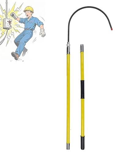 Professional Insulated Rescue Hook, Epoxy Insulated Pole, Detachable 18in Hook, Electrocution Safety Tool for EV Repairs, Electrical Fires, Emergency Rescue(Yellow,2m/6.6ft)
