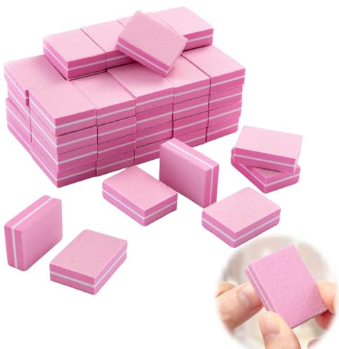 50 Pcs Nail Buffer Blocks,Sanding Block,Professional Nail Buffer Blocks,Grit Nail File,Mini Nail File Buffer for Natural Gel Acrylic Nails Manicure and Pedicure Tools (Pink)