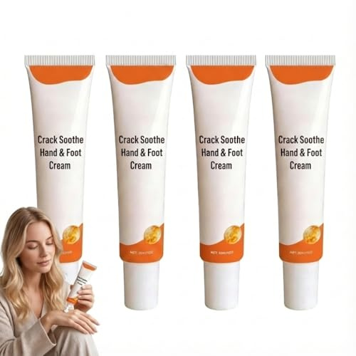 Crema de manos y pies para piel seca y agrietada, crema para aliviar las grietas de la piel en manos y pies, bálsamo hidratante de efecto profundo para la piel seca y áspera (4 unidades)