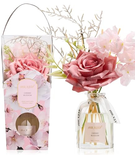 Airkeep Raumduft mit Duftstäbchen 120ml – Cherry Blossom – Duftstäbchen Diffuser mit Blumen – Geschenkidee für Frauen & Mütter – Deko für Bad, Wohnzimmer & Schlafzimmer