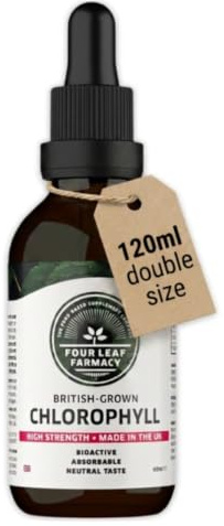 Liquid Chlorophyll Drops for Water - British-Grown Chlorophyll - High Strength Chlorophyll Liquid 6000mg - Made in UK - 2 Month Supply (120ml)