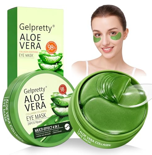 60 Pièces Aloe Vera Patchs Yeux, Masque Aloe Vera Collagène, Patch Yeux Anti Cernes, Éclaircit Cernes et Réduit Poches, Soins Visage Homme Femme