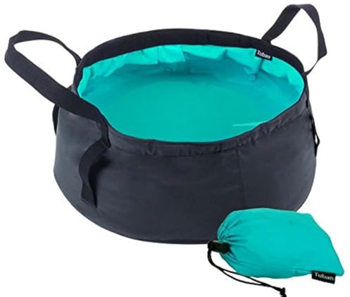 Bassin Pliant,Pliable Seau Bassin de lavage portatif leger et etanche a l'eau avec le sac de transport pour le camping de voyage lavant la peche 8.5L