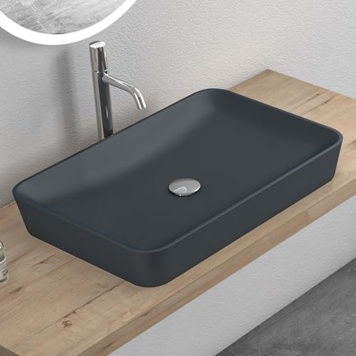 Mai & Mai Vasque Rectangulaire à Poser 60x40x9cm sans Trop-Plein | Vasque Lavabo, Résine, Surface Lisse, et Facile à Nettoyer, Adaptée à une Salle de Bains Moderne, Colossum815