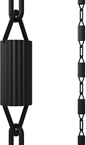 Rain Chains Direct Manicotti, Wasserablaufkette, langlebiges, schwarzes, pulverbeschichtetes Aluminium, Premium-Wasserablaufkette für Dachrinnen, 2,6 m