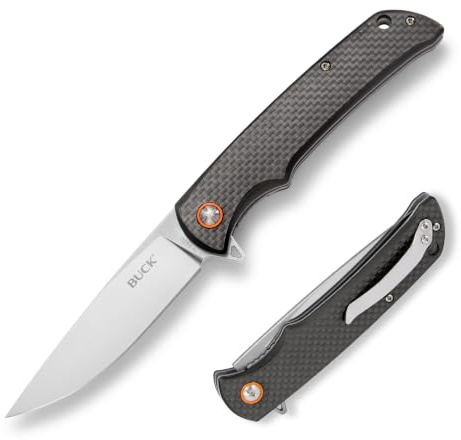 Buck Knives 259 Haxby Klappbares Taschenmesser mit Kugellager und Karbonfaser-Griff und abnehmbarem Clip