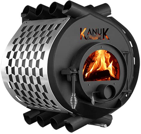 Warmluftofen Kanuk® Original 10 kW - Werkstattofen - Schwedenofen - Zulassung für Deutschland, Österreich und Schweiz - BimSchV (Seitenverkleidung Trapez Edelstahl, ohne Untergestell)