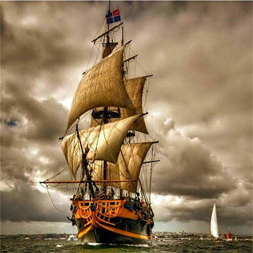 Yingxin34 Jigsaw Puzzle 1000 Teile, Vintage Segelschiff auf dem Meer 1000 Stück Puzzles für Erwachsene Kinder Freunde, Intellektuelles Psychedelisches Kartenspiel 26X38cm（10.23 * 14.96inch）