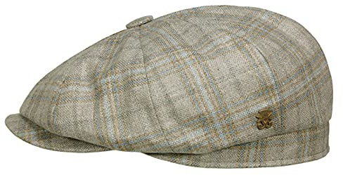 Zechbauer Palico Karierte Newsboy Cap aus sommerlicher Seide und feiner Schurwolle - Hellbraun (2962) - 62,5 cm (62)