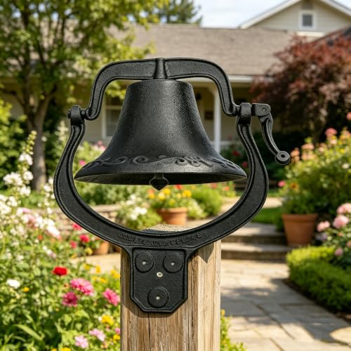 uyoyous 35,6 cm große Gusseisen-Abendessenglocke, robuste Bauernhausglocke, große Kirchenglocke für Ranch, Garten und rustikale Dekoration