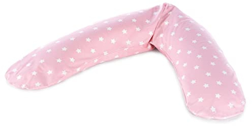 Coussin d'allaitement confortable + housse de garnissage épeautre Big Stars rose