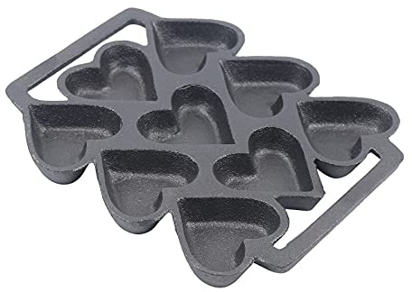 Gorgivous Stampo da forno a forma di cuore in ghisa con 9 forme, mini torta a forma di cuore, antiaderente, per pancake, colore: nero