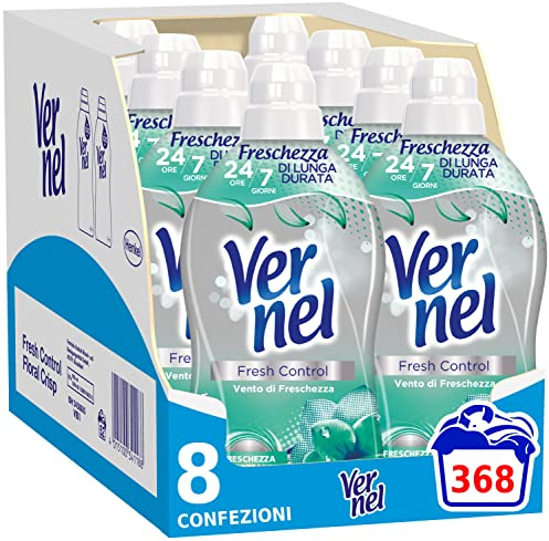 Vernel Fresh Control Weichspüler neutralisiert Gerüche, Duft frischer Wind, 8 x 46 Waschgänge, insgesamt 368 Waschgänge