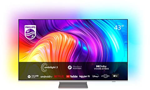 Philips 43PUS8807/12 Android TV LED 4K UHD Ambilight, Dolby Vision cinematográfico y Sonido Atmos, Asistente de Google Integrado, Compatible con Alexa, 2022, 43
