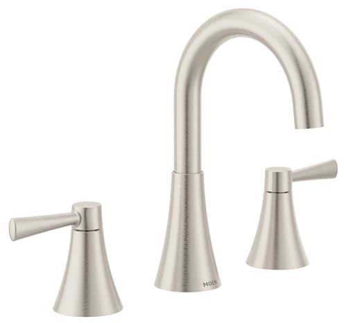 Moen Ronan Spot Resist Brushed Nickel Two-Handle Widespread Modern Bathroom Faucet, Valve Included, 84023SRN