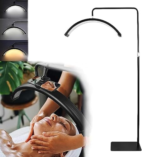SXLIGHT Lampada per Extension Ciglia - Lampada a LED a Mezzaluna per Tatuatori, Onicotecnici, Estetisti Lampada a Luce Fredda E Calda con Luminosità E Altezza Regolabili - con Supporto per Telefono
