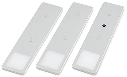 Kalb Solid2 Lot de 3 lampes LED encastrées Gris argenté avec interrupteur 3 W, 4000 K, blanc neutre, adaptateur 3 prises, longueur du câble 200 cm, au choix : blanc neutre