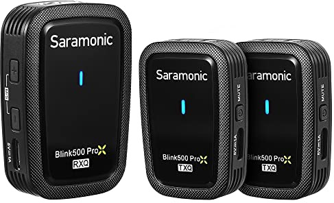 Saramonic Blink500 Prox Q20 Kabellose Lavaliermikrofone, 10-Stunden-Akku, wiederaufladbares, kabelloses Mikrofon für Kamera, PC, iPhone, Android, Aufnahmeinterview, Vlogs
