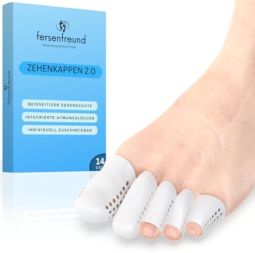 FERSENFREUND© Zehenschutz 14er Multi-Set Großer Zeh & Kleiner Zeh - NEUHEIT 2025 - Premium Zehenkappen Zehenpolster Zehenschutzkappe Zehen Polster Zehenpflaster Anti Blasen Schutz Zehenschoner Silikon