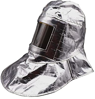 MagiDeal Fire Resistant Suit Helmet Fireproof Multifunction Aluminum Foil Hood for Firemen