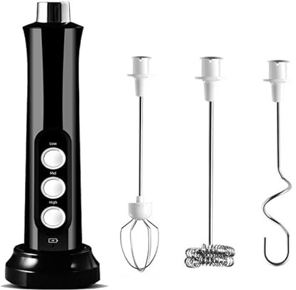 Mélangeur de mousseur à Lait électrique Rechargeable 3 en 1 mélangeur de Boisson à Grande Vitesse for mousseur à Main for remuer Les œufs de café (Color : Black)