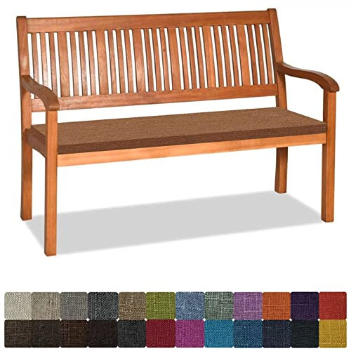 Orumrud Bankauflage Stuhlkissen Bankkissen mit Krawatte Waschbar,90x40x3cm，2 3 4-Sitzer Sitzkissen rutschfeste Auflage für Gartenbank,Küche,Terrasse Innen und Außenbereich，Braun,Dicker Leinenstoff