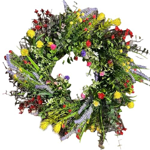 Sommar dörrkrans, konstgjord vildblomma dörrkransar dekorativ girlang konstgjorda blommor krans för vägg bröllop dekor