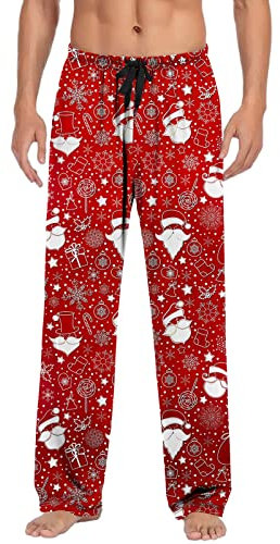 Generisch Long Chequered Sleepwear Men's Pyjama Bottoms Soft Sleep Pants Plaid Loungewear Herren Homewear Loungewear Hose Freizeithose Classic Training Trousers with Pockets