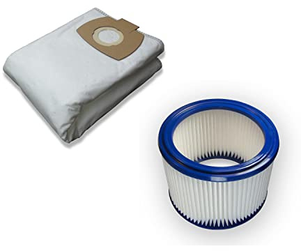 Lot de 10 sacs filtrants Kallefornia K911 et 1 filtre PES lavable K704A - Convient pour les aspirateurs Stihl SE-121 et SE-121-E - En microfibre non tissée - Classe L - Avec fermeture à poussière