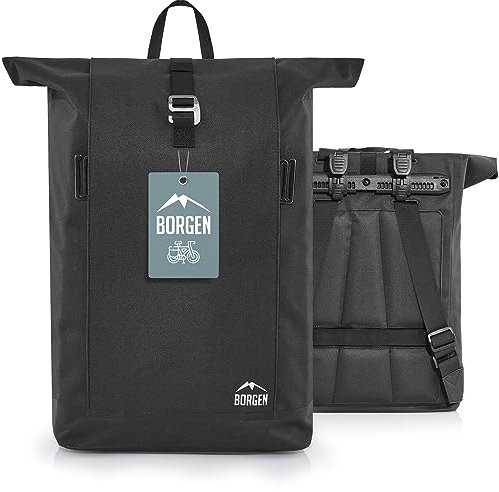 Borgen Fahrrad Lifestyle Tasche für Gepäckträger mit herausnehmbarer Laptoptasche- Verwendbar als Gepäckträgertasche, Fahrradtasche, Umhängetasche, Alltagstasche 28 Liter