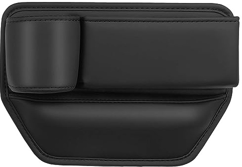 Car Seat Gap Filler, PU Leather Car Seat Organizer and Storage, Front Seats Car Adjustable Gap Filler,Auto PU Leather Console with Cup Holder for Phones Glasses Keys Cards (for Driver side)