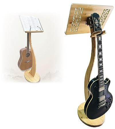WORDFUN Notenpult Bambus, Notenständer, Orchester-Notenpult, Bambus Holz Buchständer, Notenplatte, Tischbuchständer, Stabiler Musik Stativ, Musikständer Notenständer Aus Holz, Stabil