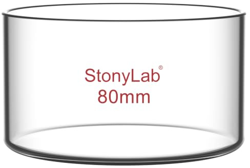 stonylab Kristallisierschale, Dickwandige Kristallisierschalen aus Hochwertigem Borosilikatglas für Kristallisation und Verdampfung im Labor, Flacher Boden, Ohne Ausguss, 100 ml