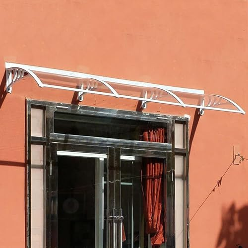 kubeier Auvent de Porte d'Entrée, Auvent de Fenêtre Arch Design, Marquise de Porte d’Entrée Contre Pluie Neige UV, Toit de Porte pour Garage, Balcon, Fenêtre, Extérieur,80×380cm/31×150
